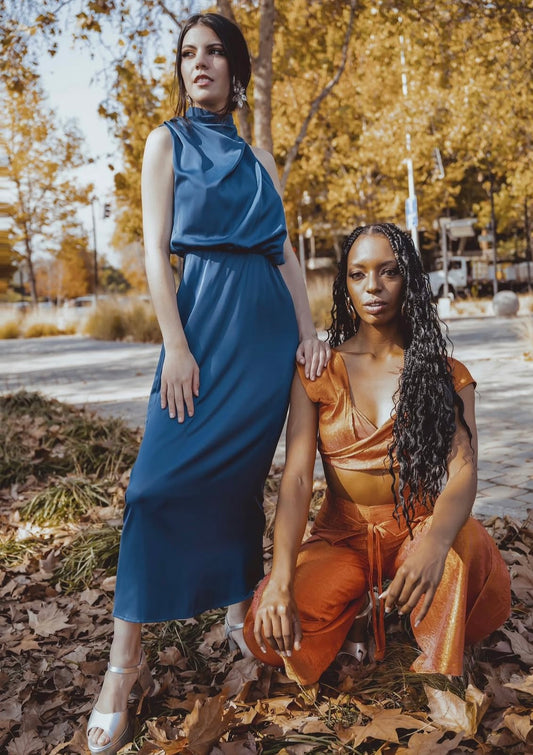 VESTIDO LAIDA AZUL PETROLEO